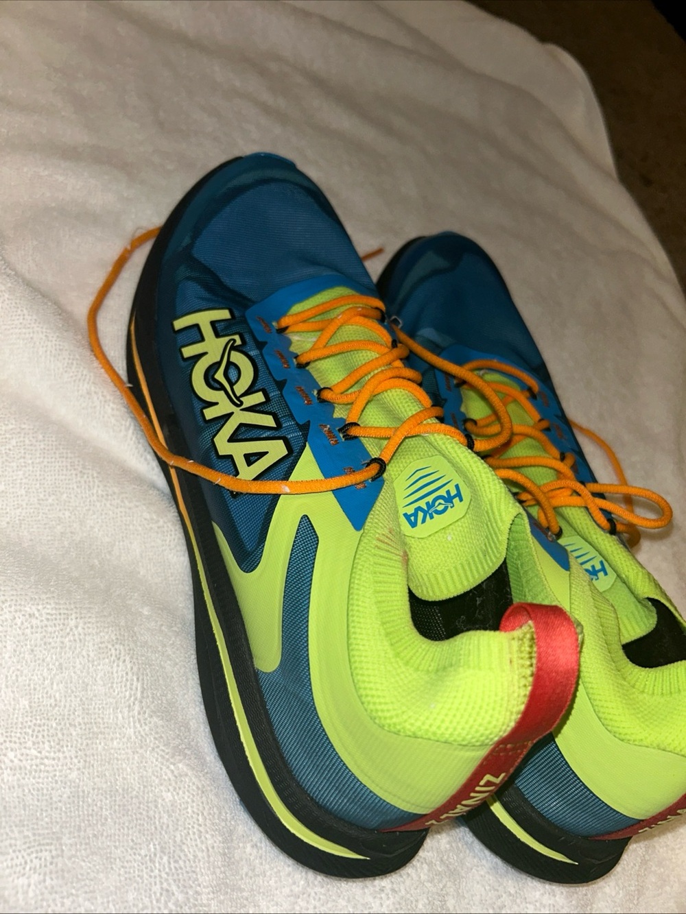 Hoka Men's Blue, Neon Green & Orange Running Sneakers